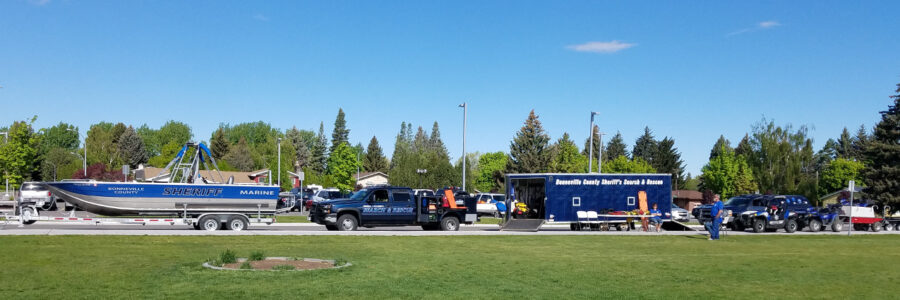 Search and Rescue truck, trailer, and boats