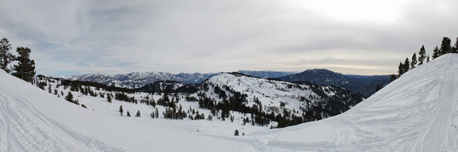 View of the snowy mountains of Bonneville County